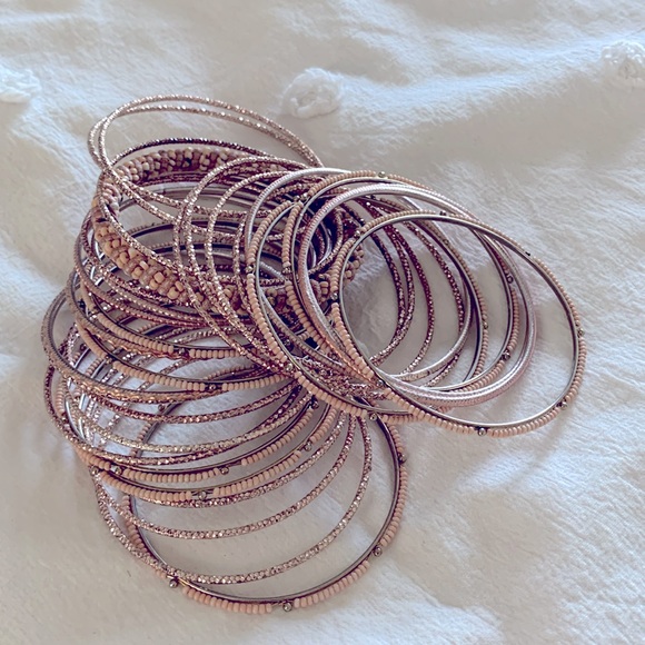 Light Pink Beaded and Shimmery Bundle of Bangles - Picture 3 of 3